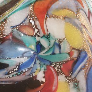 Vintage Murano Multicolor Speckled Glass Decorative Bowl